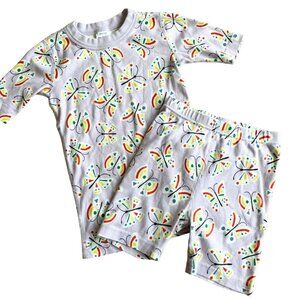 Hanna Andersson Short John Pajama Set, Butterfly Mosaic On Orchid Hush - Size 8